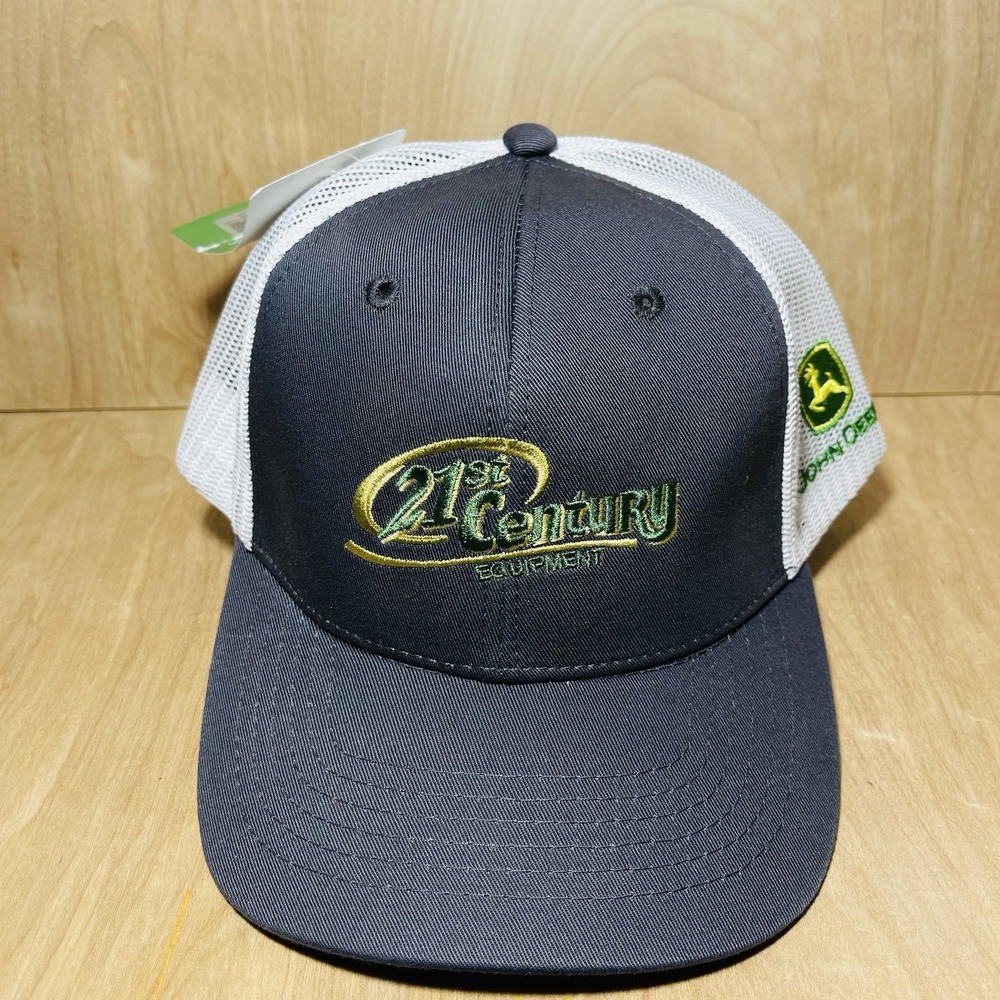 NWT John Deer Trucker Hat Cap Mesh SnapBack‎ Embroidered Gray White